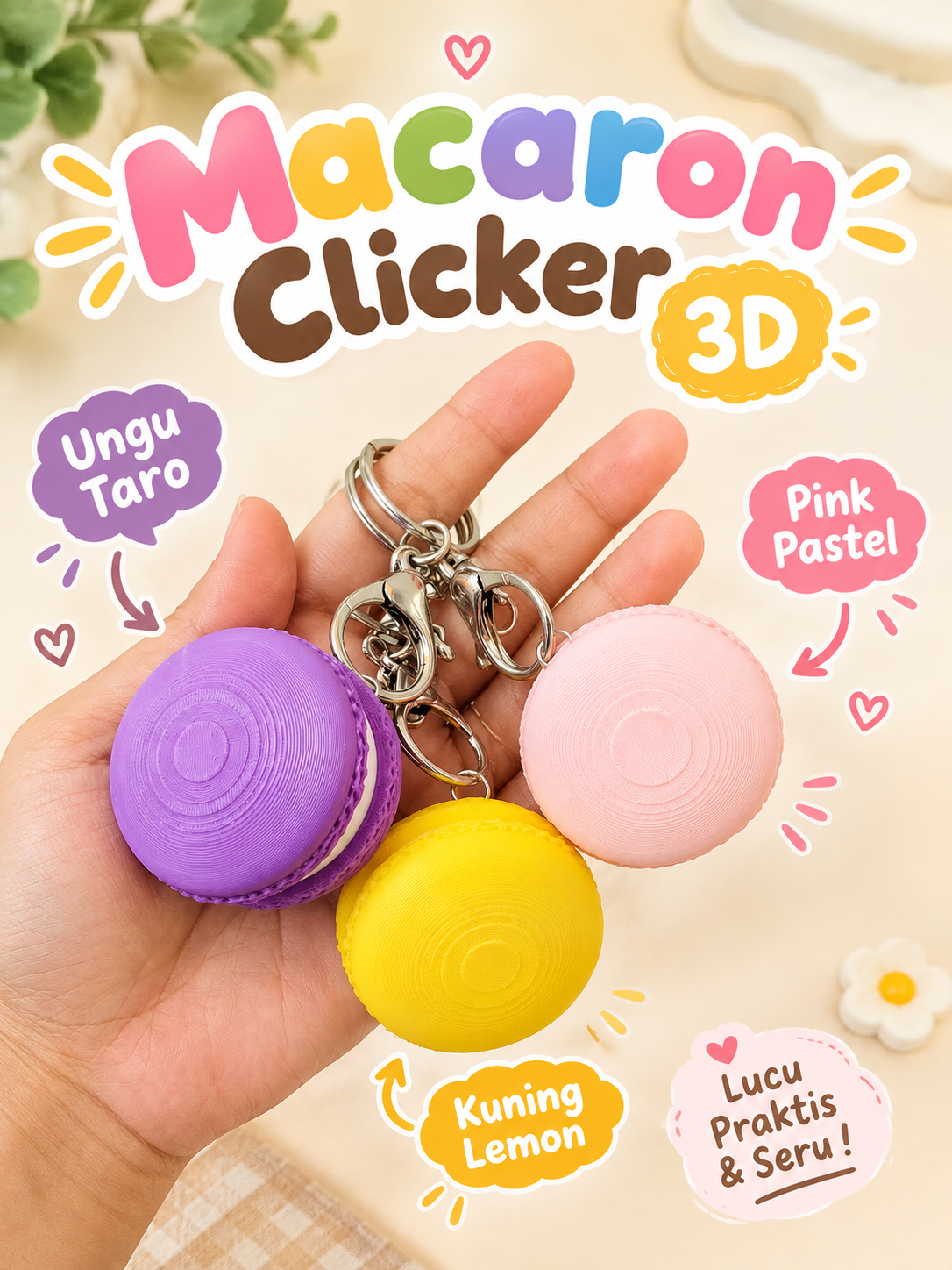 Keychain Macaron Clicker 3D