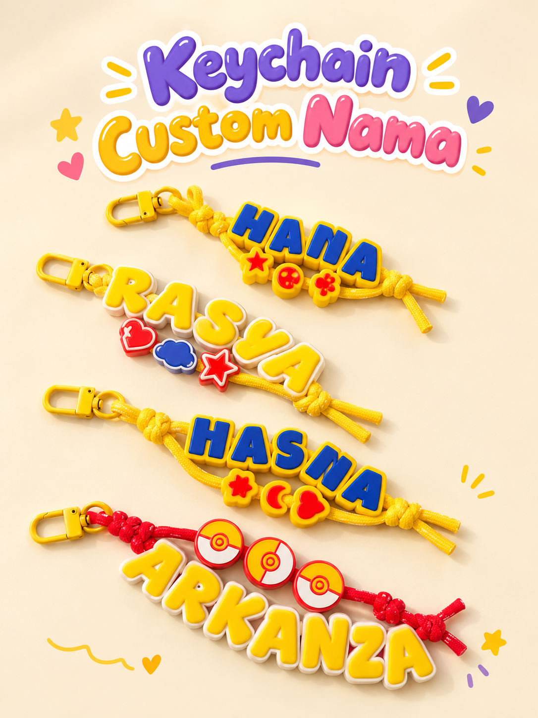 Keychain Custom Nama Bag Charm 3