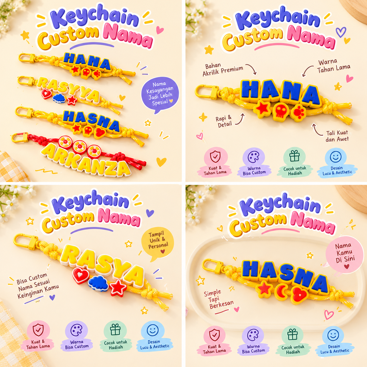 Keychain Custom Nama Bag Charm 2